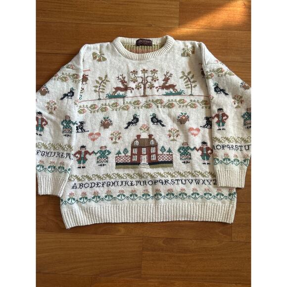 Vintage Needlepoint Cotton Heritage Sweater - Made in Britain - Picture 1 of 6